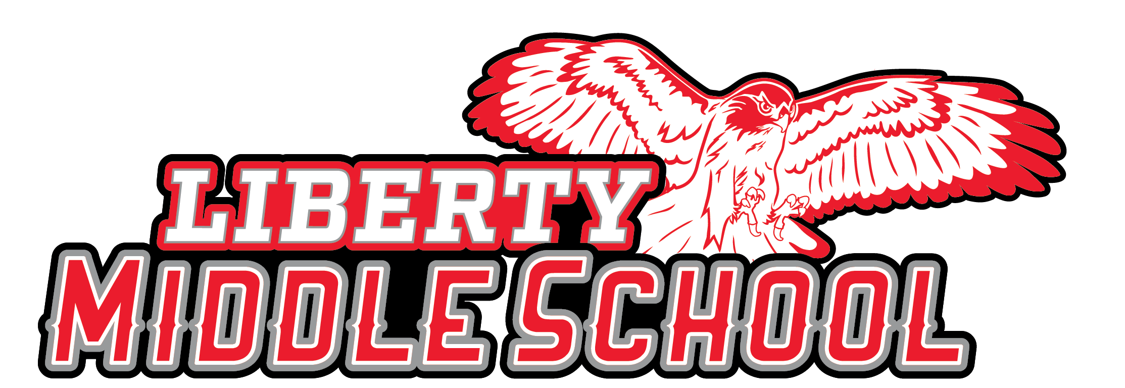 The Liberty Middle School logo with the hake above school and to the right of Liberty