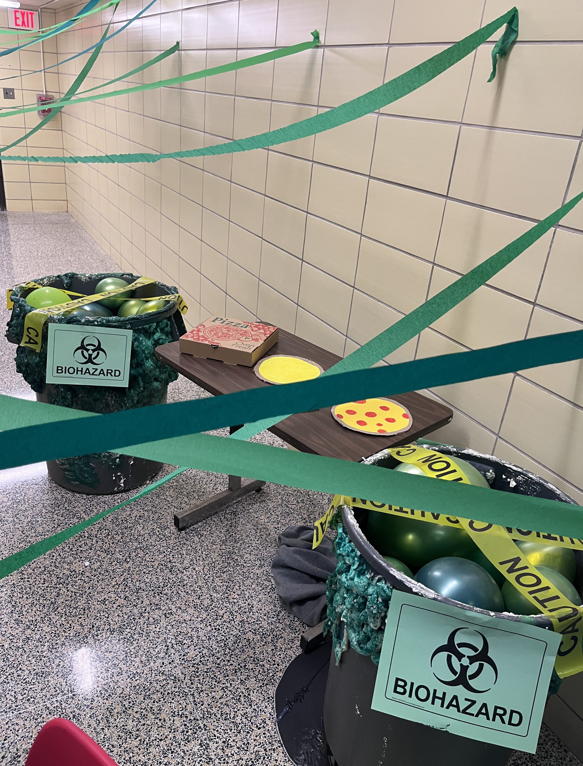 A hallway niche is decoratged as a scene from Teenage Mutant Ninja Turtles